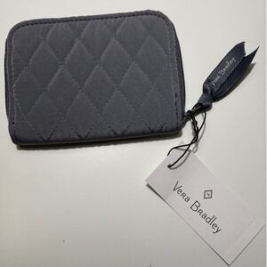 Vera Bradley RFID Small Zip-Around Wallet Carbon Gray Microfiber 39334-I58 NWT